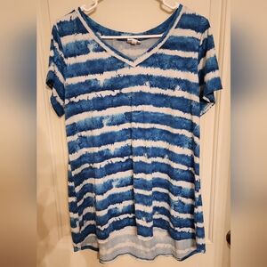 LuLaRoe Tie-Dye Blue and White Tee